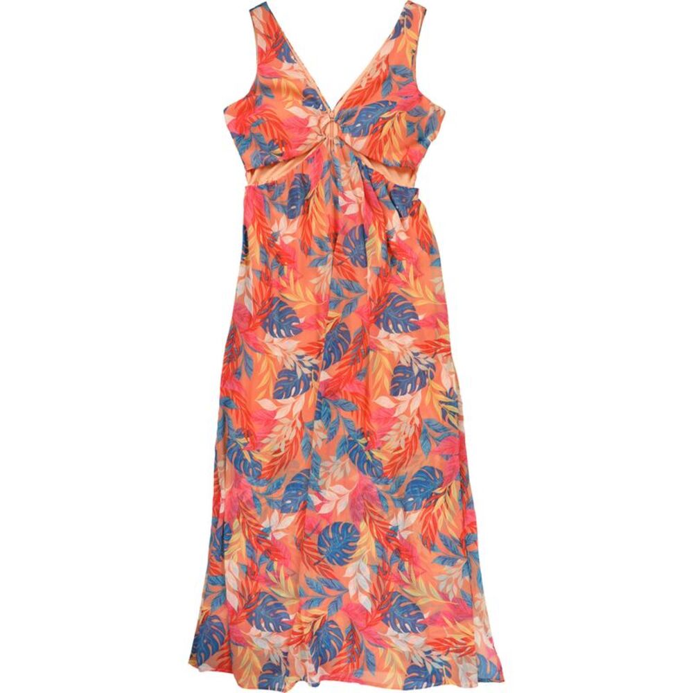 GUESS Womens O-Ring Chiffon Slit Maxi Sundress, Multicoloured, 12, DM